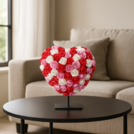 Herz DELUXE auf Ständer 15 cm – Gemischter roter, rosa und weißer Schaum – in luxuriöser Geschenkverpackung 15 cm – Bild 2