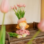 Vaas Meisje aardbei - Roze Aardewerk pot - 24 cm hoog